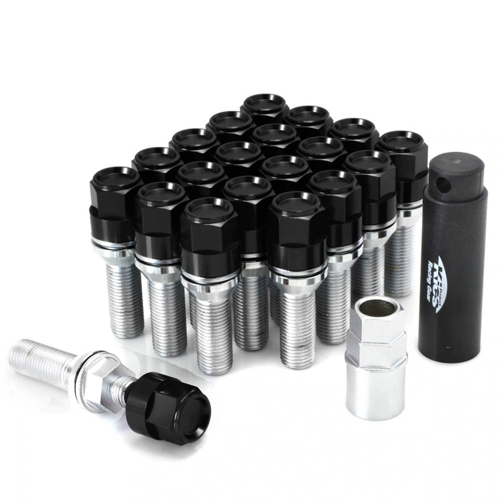 Project Kics 12x1.25 38mm Compression Bolt Set - Black (20 Pcs)