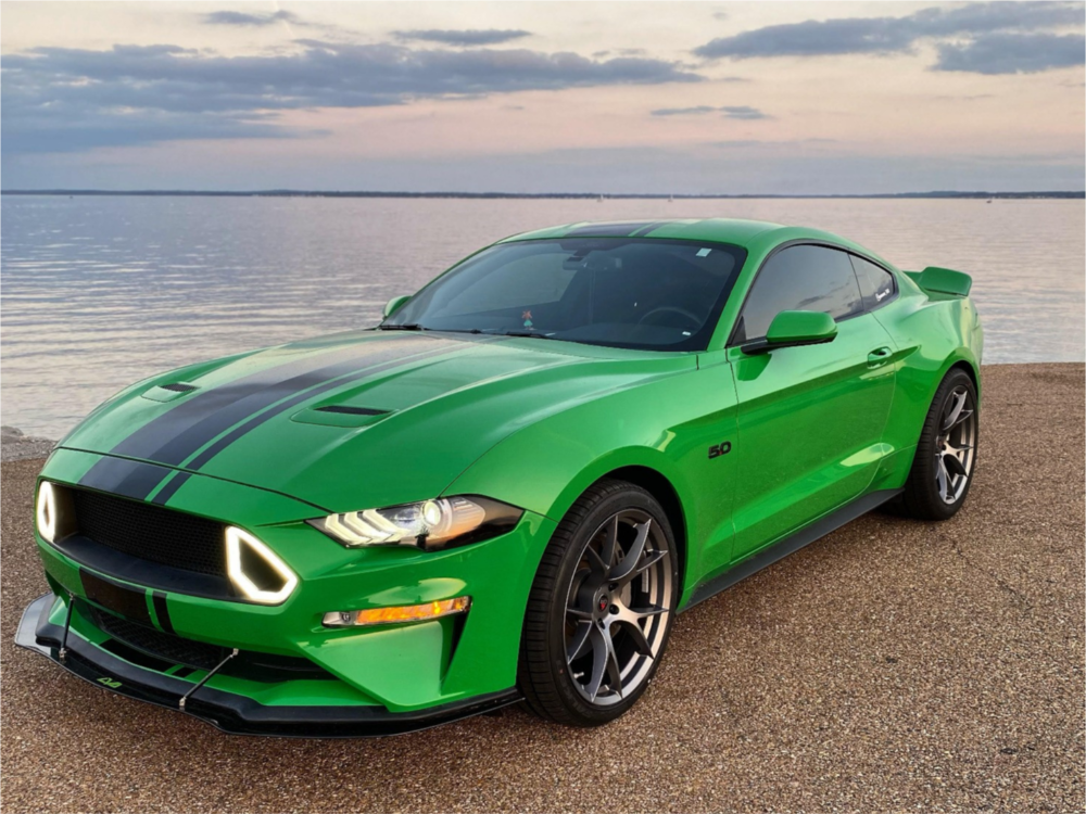Green Mustang with Aftermarket Wheels