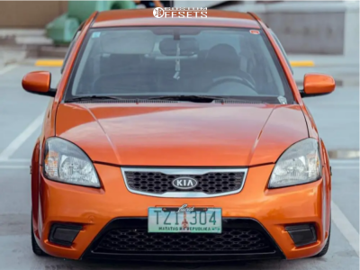 2011 Kia Rio with 16x7 42 Arrow Enterprise Black Racing Phantom M-1 and ...