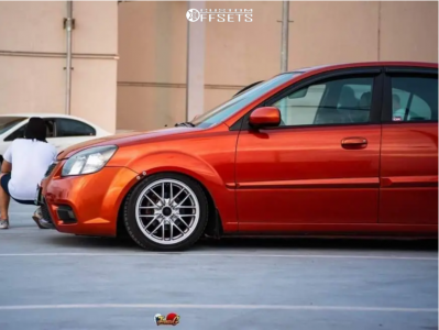 2011 Kia Rio with 16x7 42 Arrow Enterprise Black Racing Phantom M-1 and ...