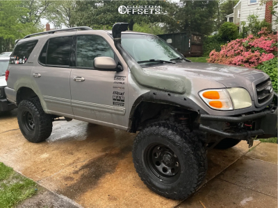 2002 Toyota Sequoia with 17x9 Flat Black Pro Comp Series 97 Wheels, 35/12.5R17 Vercelli Terreno M/t tires, and Suspension Lift 4.5" Tuff Country.