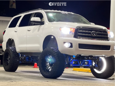 2016 Toyota Sequoia - 22x12 -44mm - XF Offroad Xf-222 - Suspension Lift 10" - 37" x 13.5"