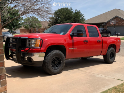 2009 GMC Sierra 1500 SLT - 17x9 12mm - Vision Manx 2 - Leveling Kit - 255/80R17