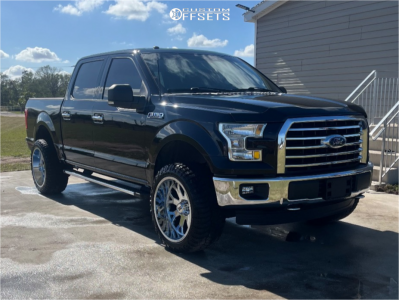 2016 Ford F-150 - 22x12 -44mm - Hardrock Slammer Xposed - Leveling Kit - 33" x 12.5"