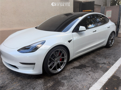 2023 Tesla 3 - 20x9 35mm - HRE FlowForm Ff21 - Lowering Springs - 245/35R20