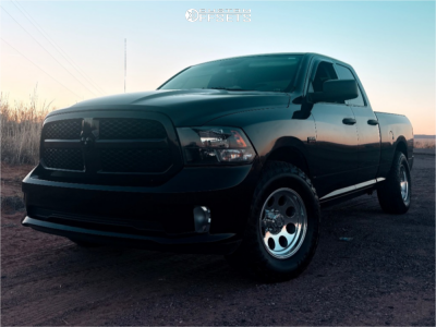2016 Ram 1500 with 17x9 Polished Pro Comp Series 69 Wheels, 285/70R17 Firestone Destination At2 tires.