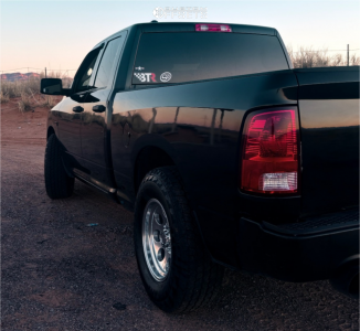 2016 Ram 1500 with 17x9 Polished Pro Comp Series 69 Wheels, 285/70R17 Firestone Destination At2 tires.