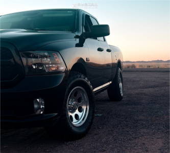 2016 Ram 1500 with 17x9 Polished Pro Comp Series 69 Wheels, 285/70R17 Firestone Destination At2 tires.