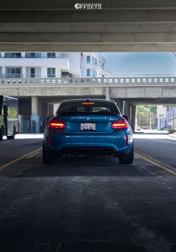 2018 BMW M2 with 19x9.5 22 Titan7 Ts5 and 255/35R19 Michelin Pilot