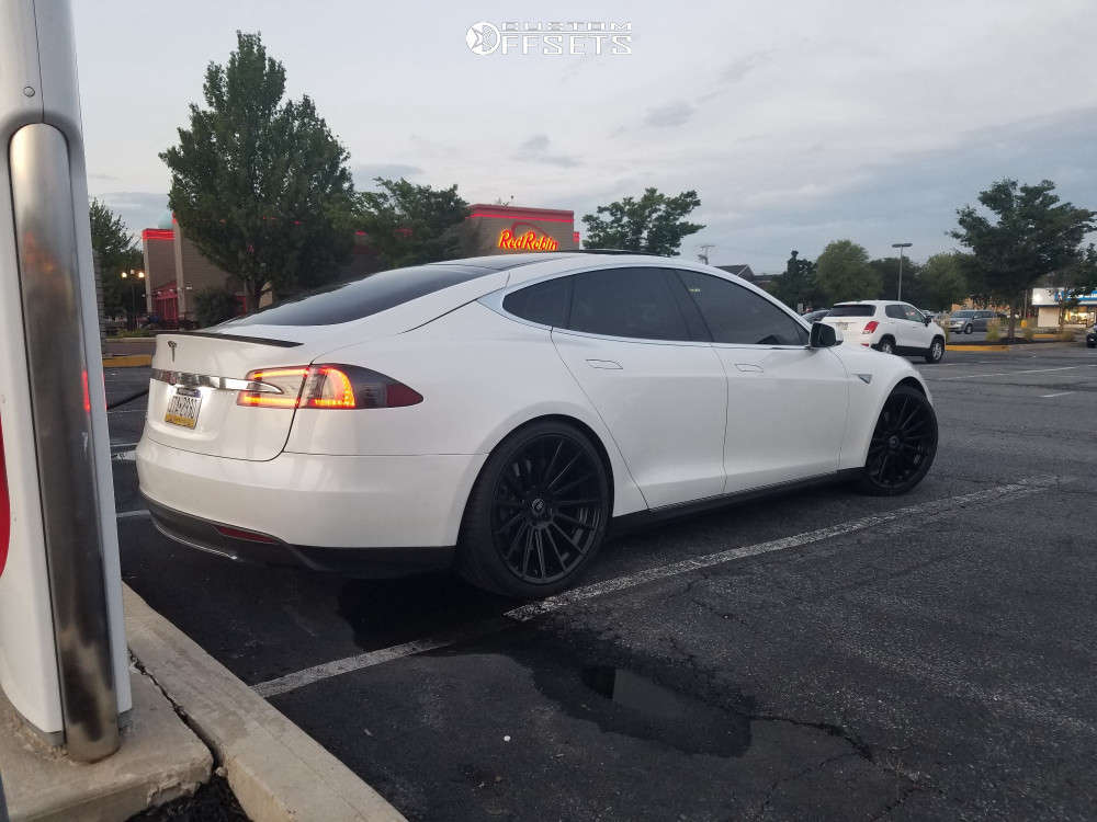 Tesla Model S White Black Rims