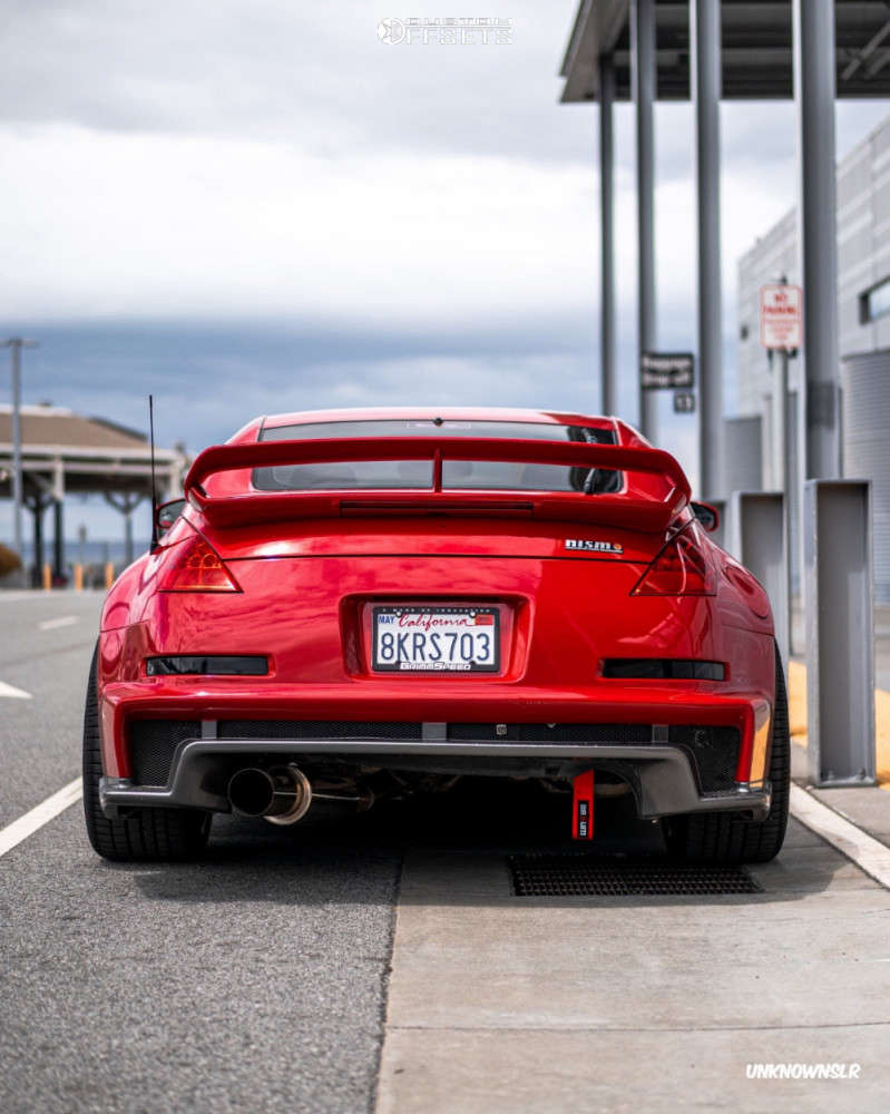 2007 Nissan 350Z with 19x10.5 12 Varrstoen Es2 and 245/35R19 Hankook Ventus  S1 Evo 2 and Stock | Custom Offsets, image size:799x1000