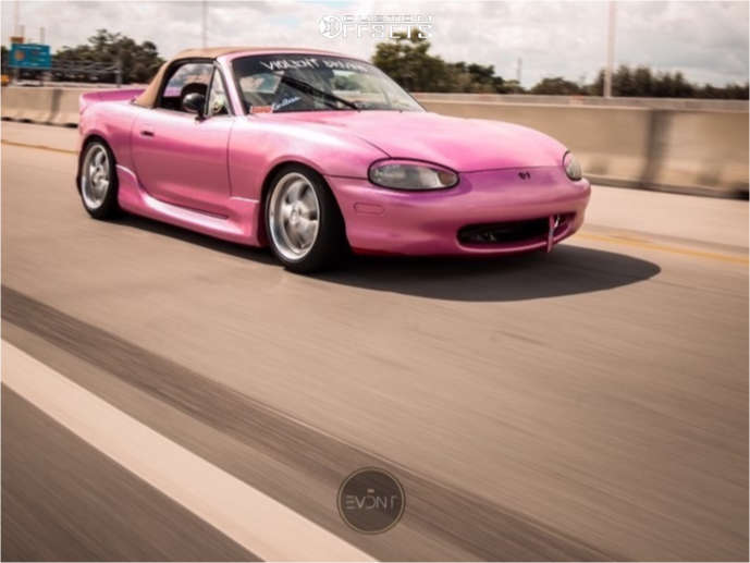 1999 Mazda MX-5 Miata with 15x6.5 30 Work VS KF and 195/45R15