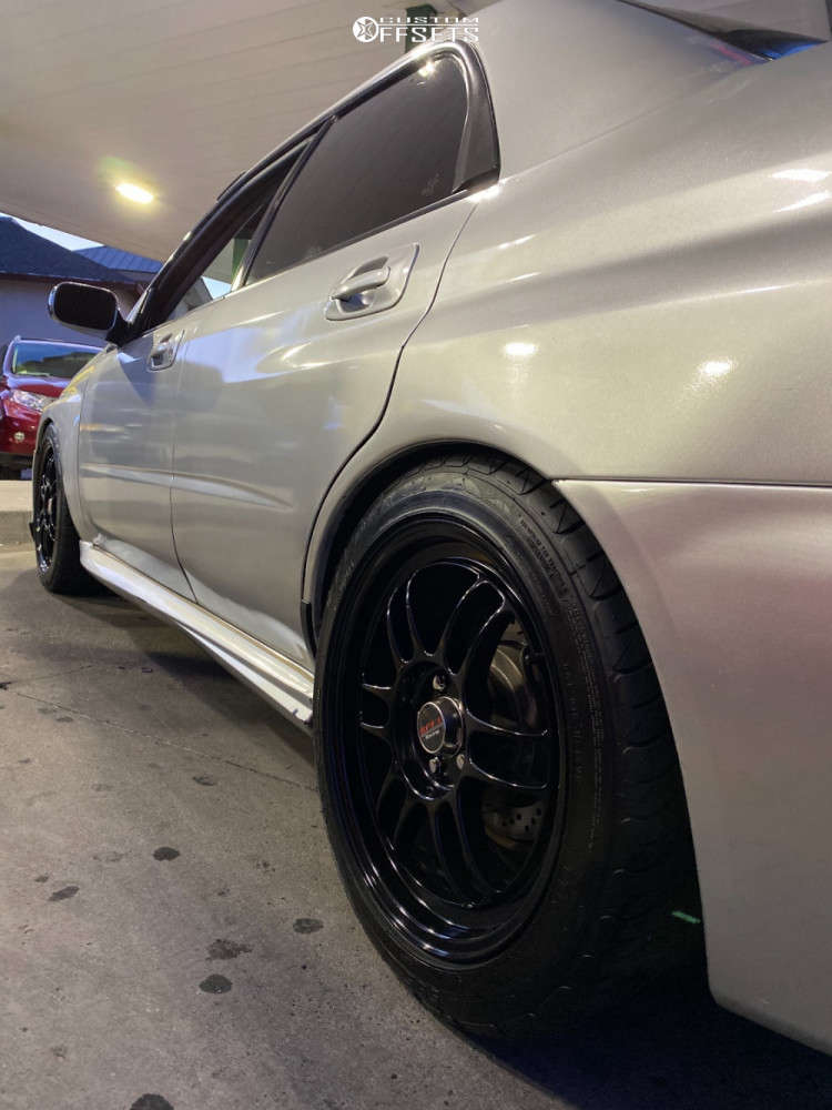 2002 Subaru WRX with 17x8 45 Enkei Rpf1 and 225/45R17 Federal SS595 and ...