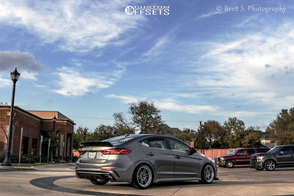 2018 Hyundai Elantra with 18x9 35 Enkei Rpf1 and 225/40R18 Hankook