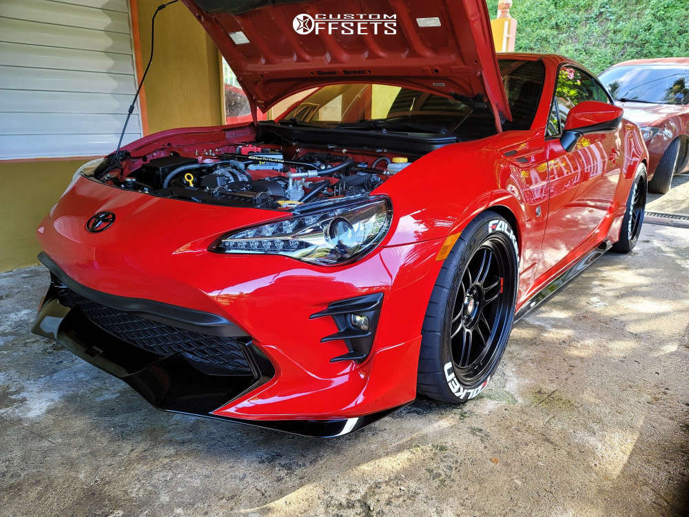 2017 Toyota 86 with 18x9.5 38 Enkei Rpf1 and 265/35R18 Falken
