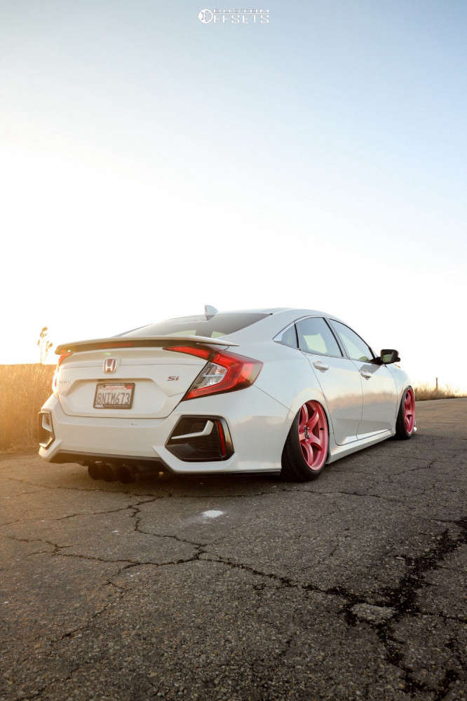 Pink Rays Engineering 2020 Honda Civic with 18x9.5 38 Rays Engineering 57cr and 245/40R18 ...