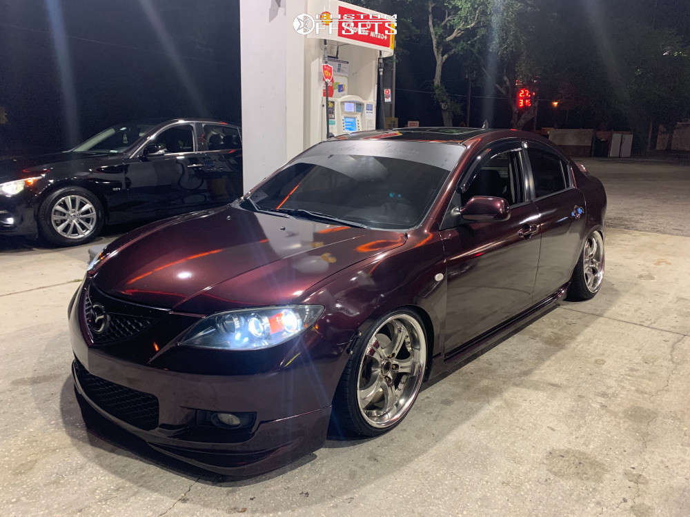〈レア美品〉ミッドウィンターローゼルティーセット 2007 Mazda 3 with 18x8.5 36 Work Euroline and 215/35R18 Achilles