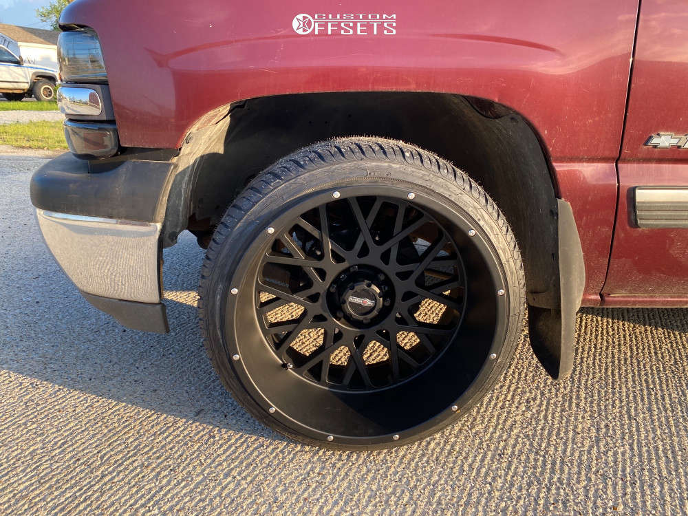2002 Chevrolet Silverado 1500 with 22x12 51 Vision Rocker and 265