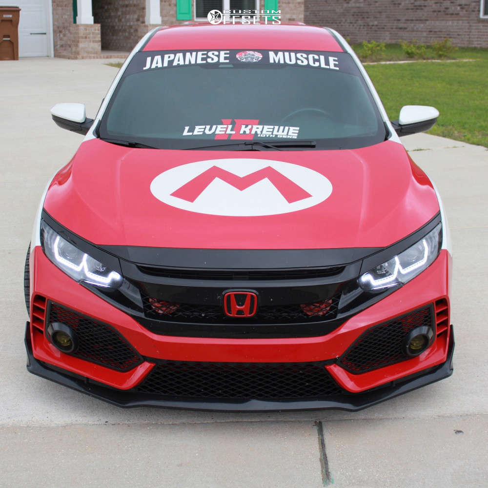 2019 Honda Civic with 18x8.5 38 F1R F101 and 225/40R18 Goodyear Eagle