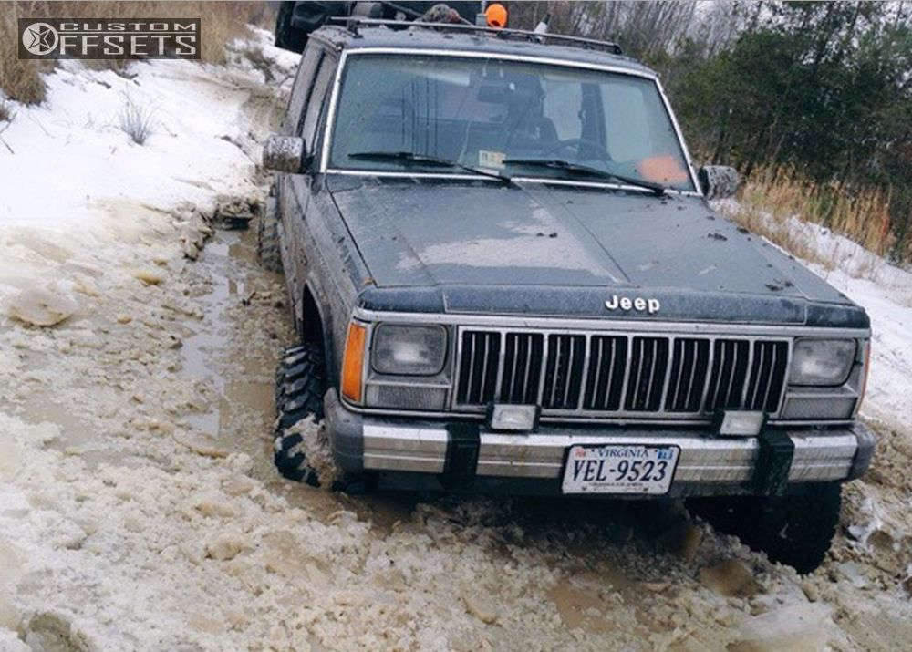 1990 Jeep Cherokee with 15x10 38 Black Rock 942 Series Type D and 33/