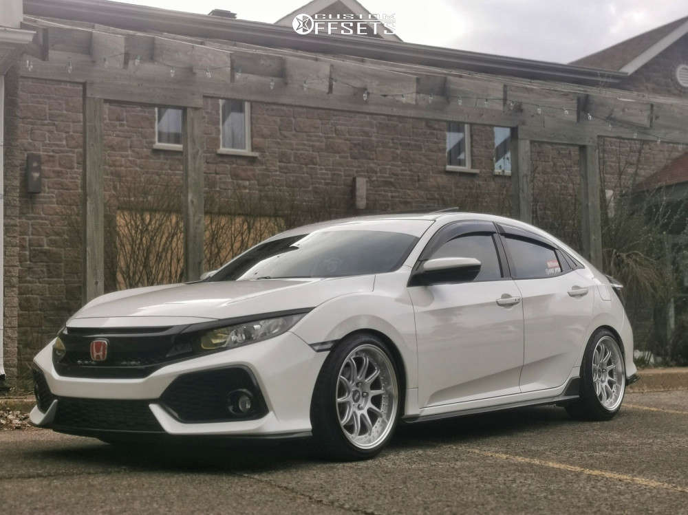 2018 Honda Civic with 18x9.5 35 ESR Cs12 and 235/40R18 Continental Contiprocontact and Lowering