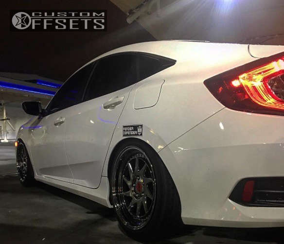 2016 Honda Civic with 18x8.5 30 ESR SR09 and 245/35R18 Kumho Ecsta and