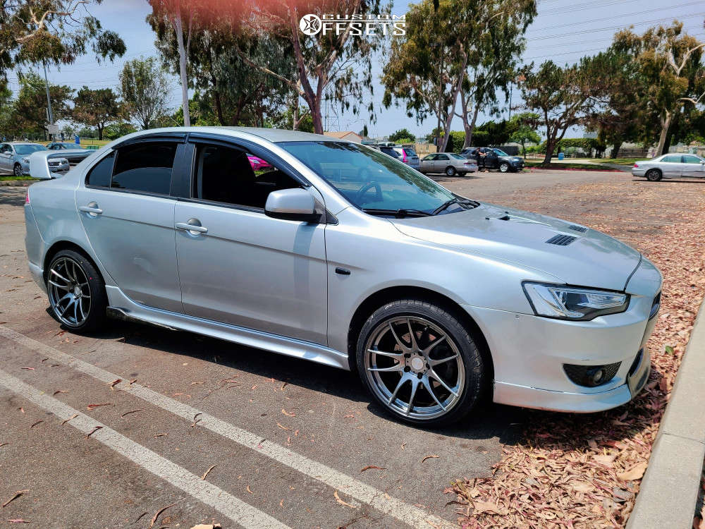 2010 Mitsubishi Lancer with 18x9.5 35 AVID1 AV32 and 225