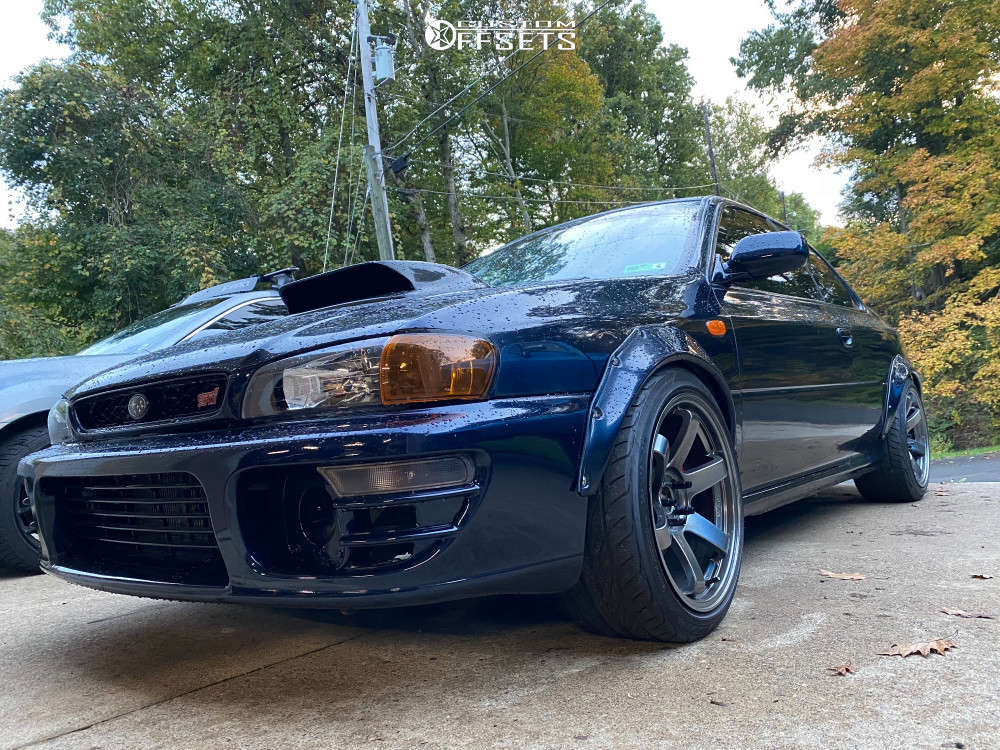 1995 Subaru Impreza with 17x9.5 15 Volk Te37sl and 235/40R17