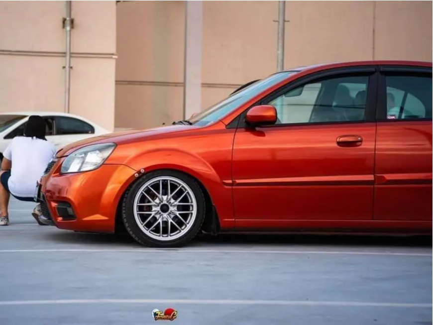 2011 Kia Rio with 16x7 42 Arrow Enterprise Black Racing Phantom M-1 and ...