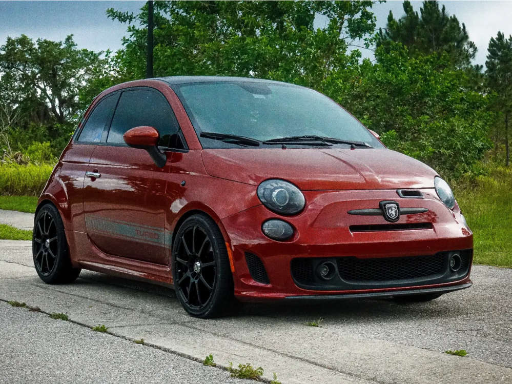 2013 Fiat 500 with 17x7 40 Enkei Edr9 and 205/45R17 Hankook Ventus V2