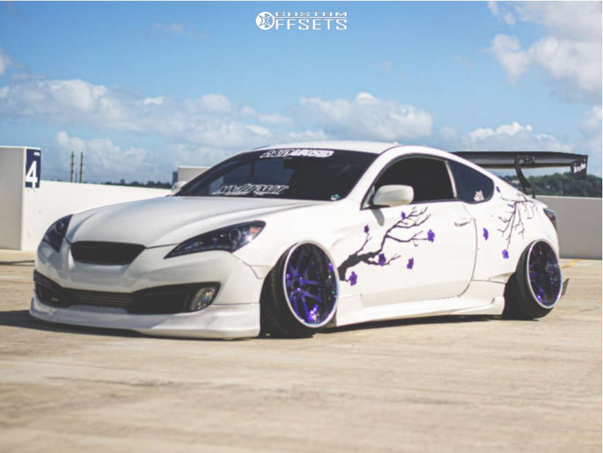 2012 Hyundai Genesis Coupe with 19x11.5 8 Weds Kranze Lxz and 225