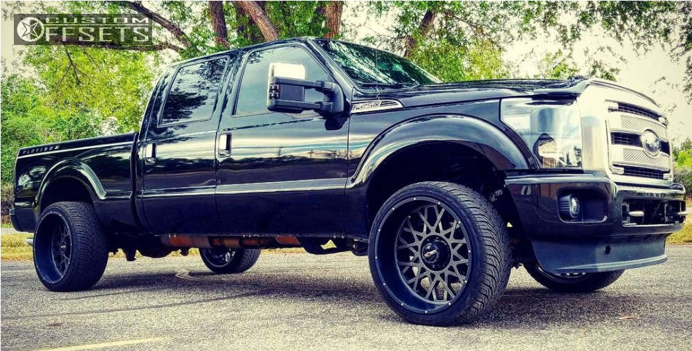 2014 Ford F-250 Super Duty with 24x12 -51 Vision Rocker and 305/35R24 ...