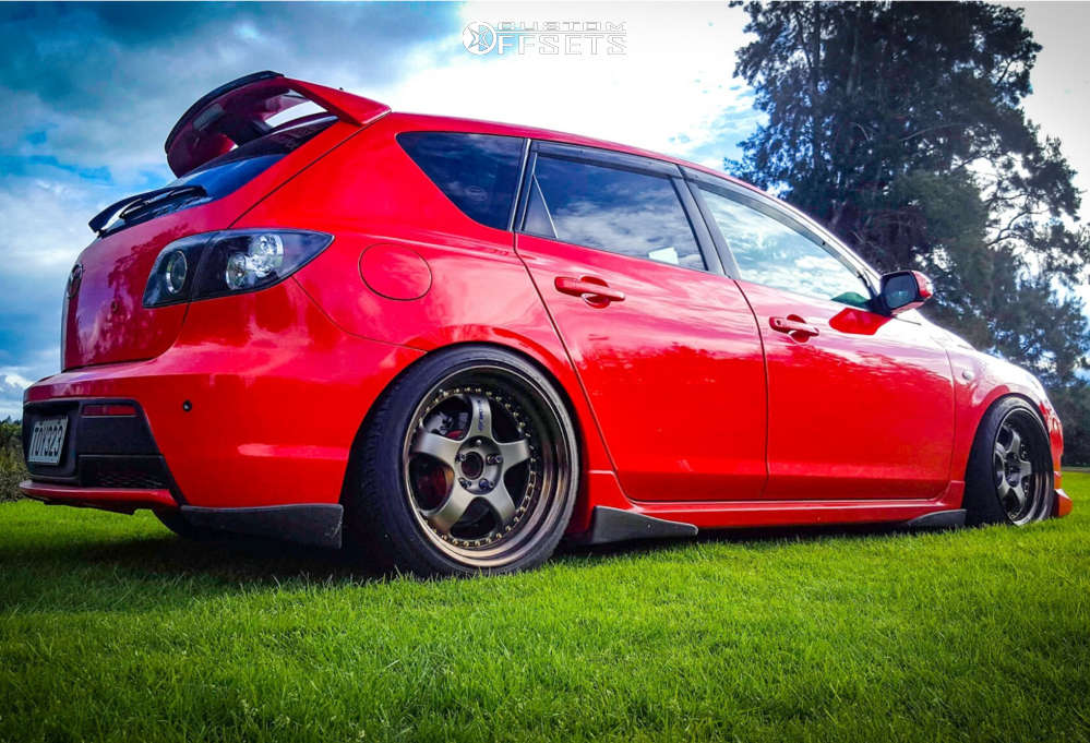 2006 Mazda 3 with 18x9 30 Work Meister S1 3p and 225/40R18 Nankang