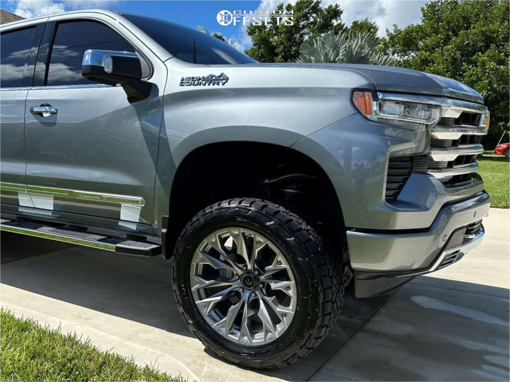 2023 Chevrolet Silverado 1500 with 22x10 18 Fuel Flame 6 and 35/12.5R22 Nitto Ridge Grappler