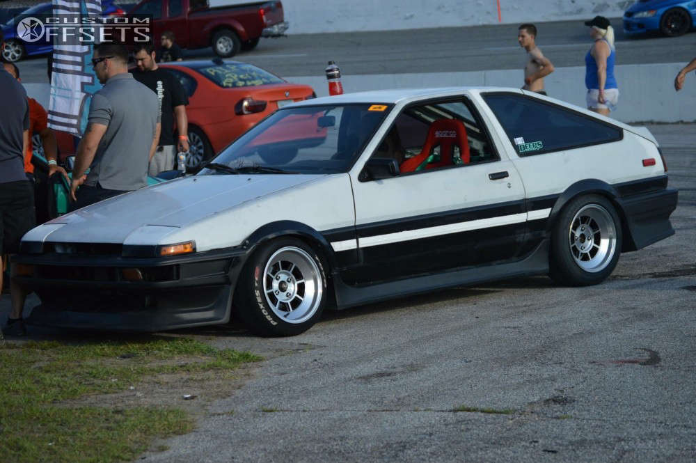 1984 Toyota Corolla with 15x8 0 Rota Shakotan and 185/45R15 Toyo