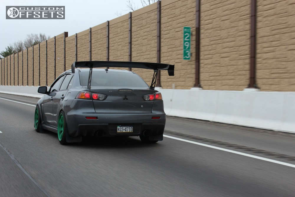 2008 Mitsubishi Lancer with 18x10.5 12 Gram Lights 57DR and 265/35R18 ...