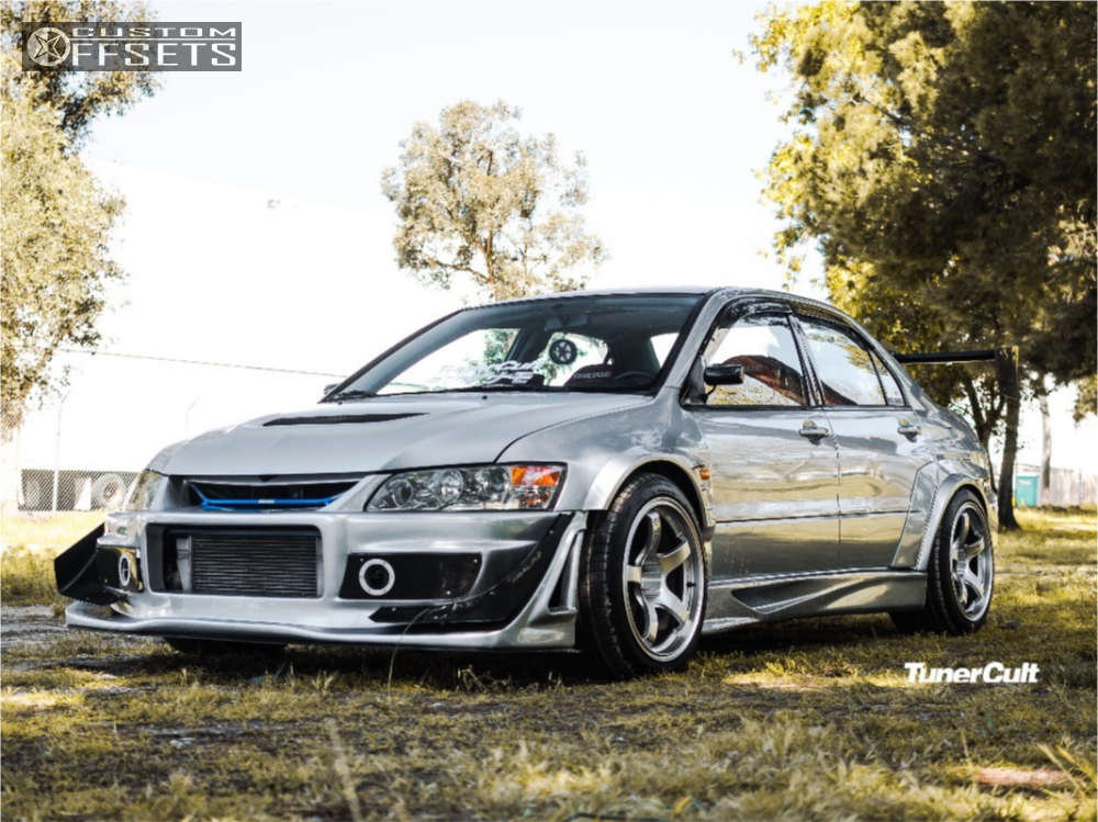 2004 Mitsubishi Lancer with 18x11 15 Advan TC3 and 285/35R18
