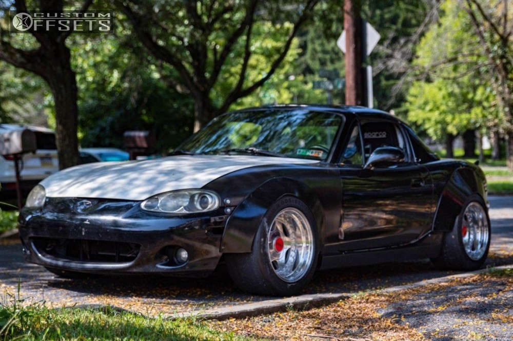 2004 Mazda MX-5 Miata with 15x10 -12 OZ Racing Fittipaldi and 245