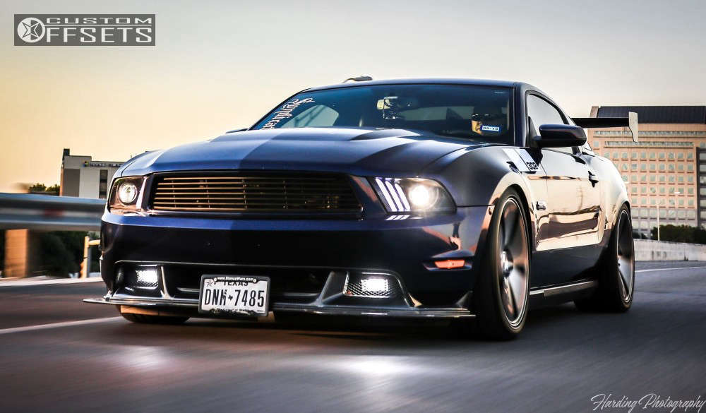 2012 Ford Mustang with 20x10.5 35 Rovos Durban and 265/30R20 Nitto Neo Gen and Air Suspension