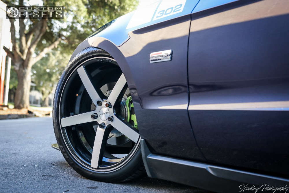 2012 Ford Mustang with 20x10.5 35 Rovos Durban and 265/30R20 Nitto Neo Gen and Air Suspension