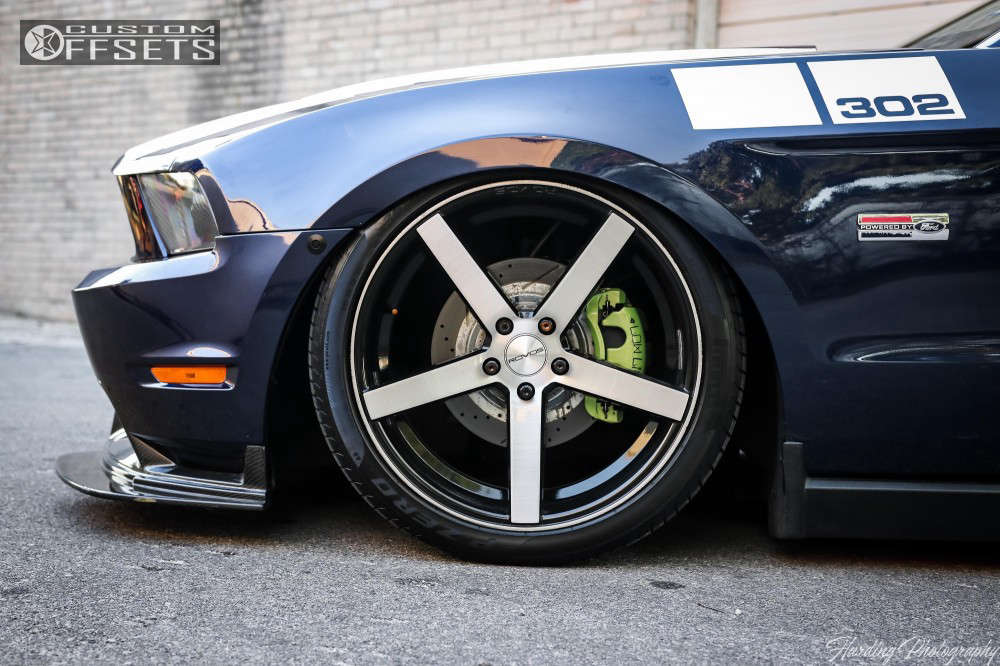 2012 Ford Mustang with 20x10.5 35 Rovos Durban and 265/30R20 Nitto Neo Gen and Air Suspension