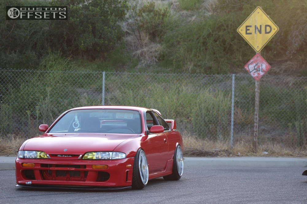 1996 Nissan 240SX with 18x10.5 15 Work VS KF and 225/35R18 Federal