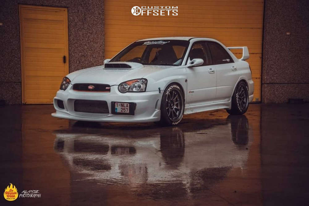 2005 Subaru WRX STI with 18x9.5 35 Japan Racing Jr5 and 245