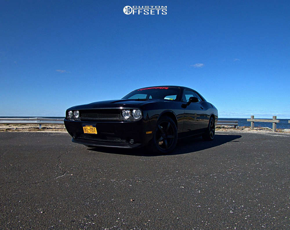 2014 Dodge Challenger with 18x8 20 Voxx Mga and 235/55R18 Firestone  Champion Fuel Fighter and Stock | Custom Offsets, image size:1000x794