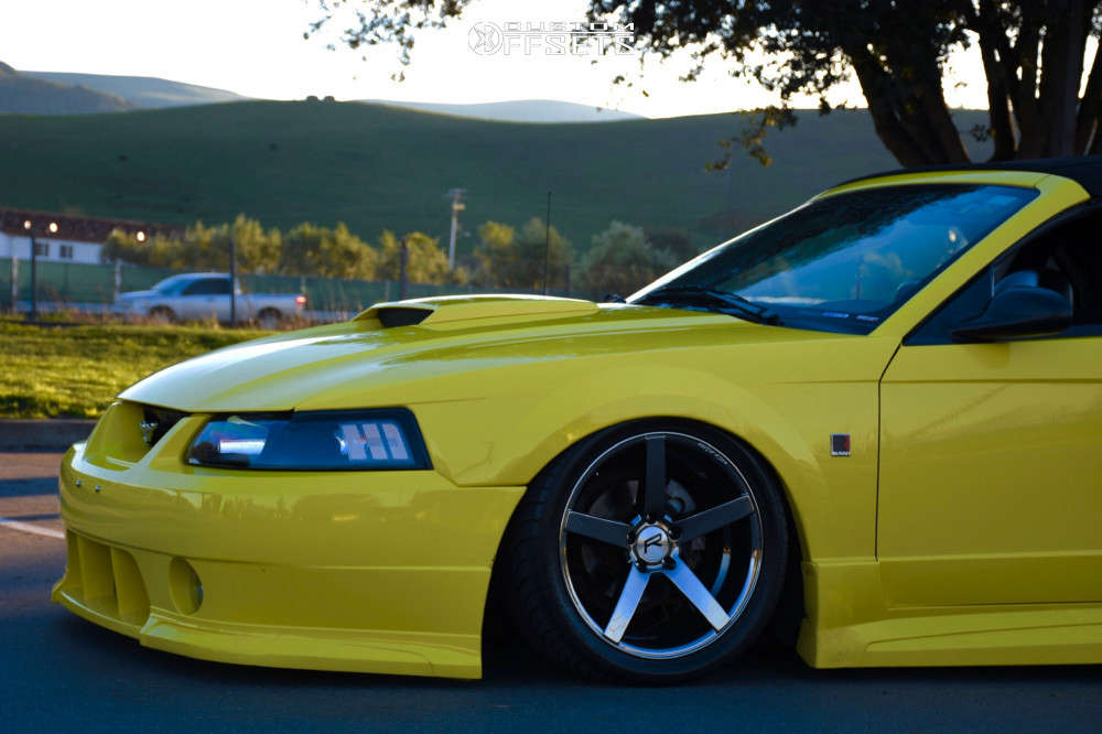 2002 Ford Mustang with 18x9 22 Rovos Durban and 275/35R18 Sumitomo Htr Z Ii and Air Suspension