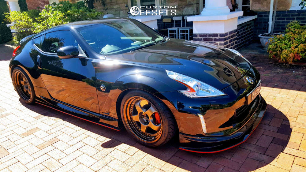 2015 Nissan 370Z with 19x9.5 17 Work Meister S1 3p and 255/55R19 Bridgestone Potenza Re71r and