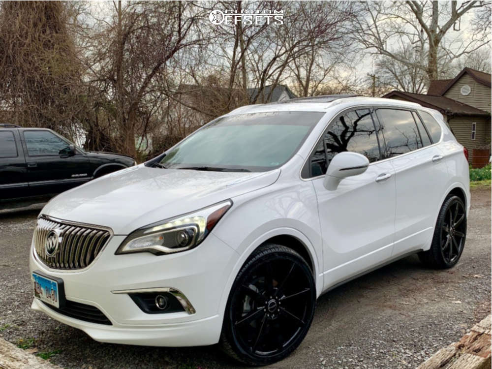 2018 Buick Envision with 22x8.5 35 Akuza Zenith and 265/35R22 Nexen Roadian Hp and Stock