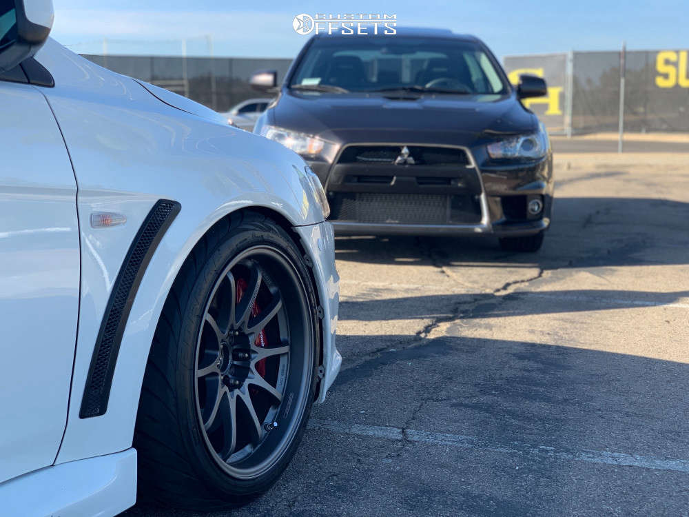 2008 Mitsubishi Lancer with 18x10.5 18 Volk Ce28n and 275/35R18