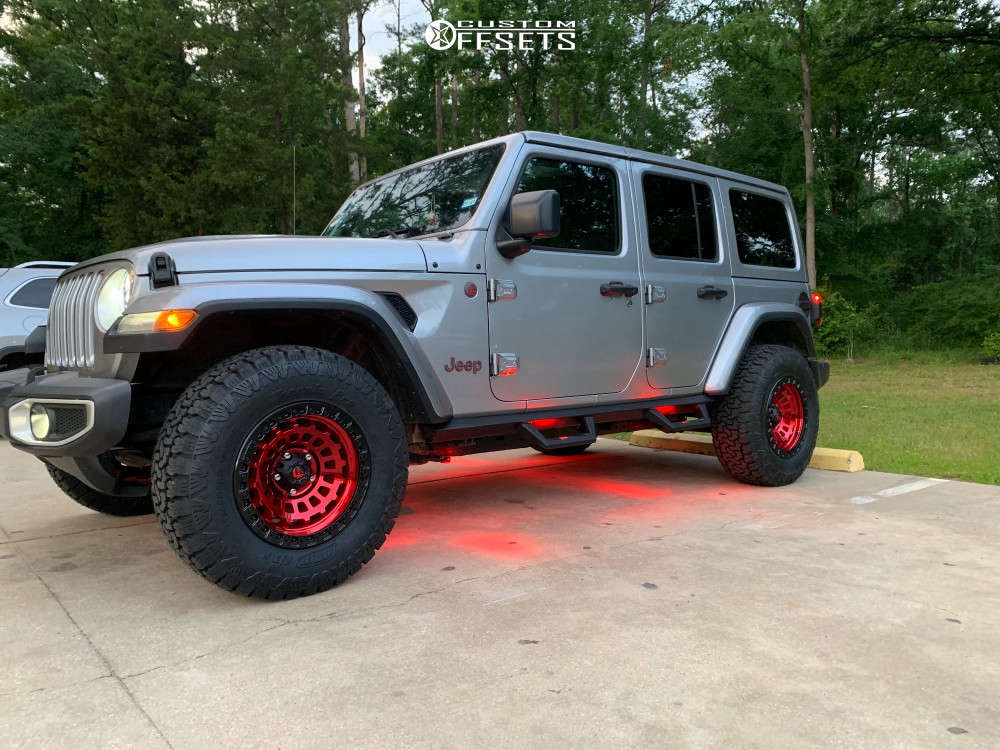 2018 Jeep Wrangler Wheel Offset Aggressive > 1" Outside Fender Stock