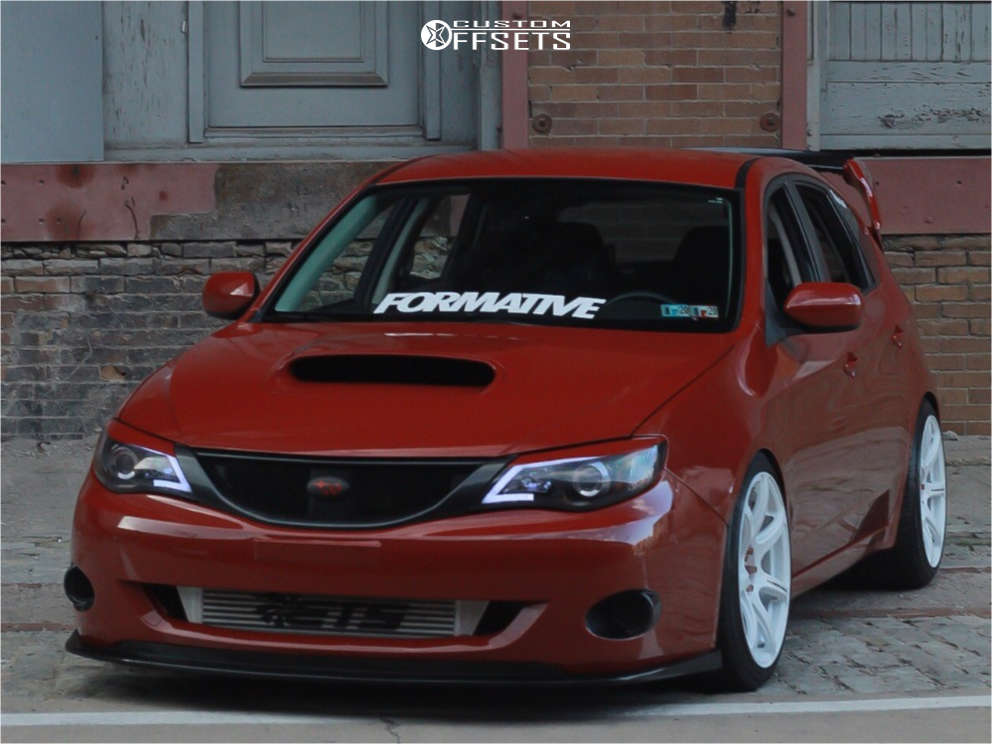 2008 Subaru WRX with 18x9.5 38 Work Emotion T7r and 235